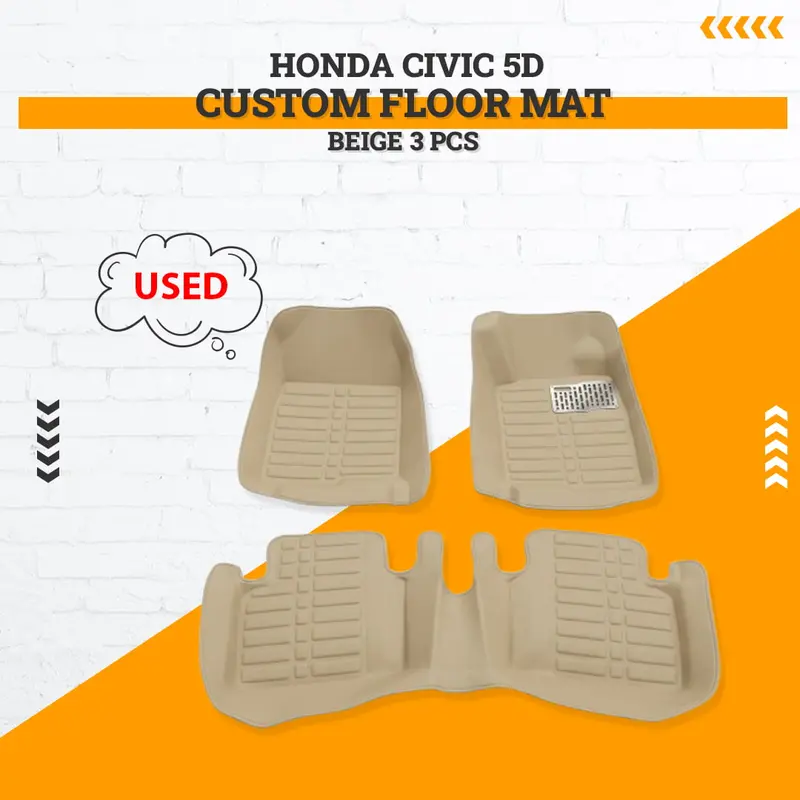 Used Honda Civic 5D Custom Floor Mat Beige 3 Pcs 2016 - 2026 - Color Issue Rough Condition 1