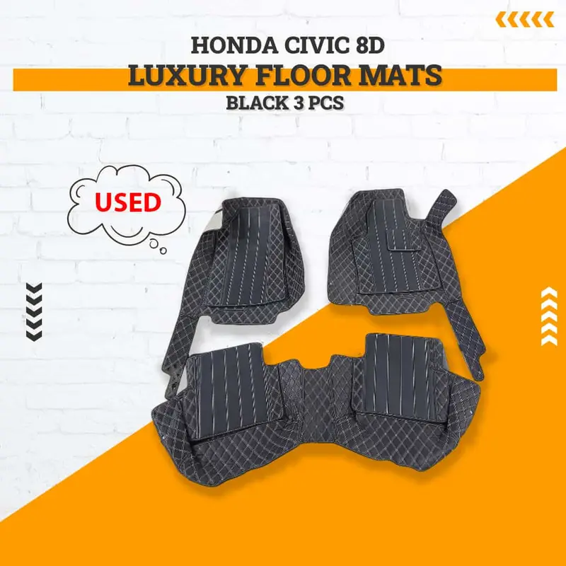 Used Honda Civic 8D Luxury Floor Mats Black 3 Pcs 2022 - 2025 1