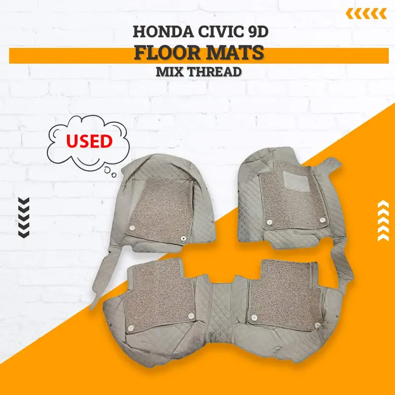 Used Honda Civic 9D Floor Mats Mix Thread 3 Pcs 2016 - 2022 - Damage 1