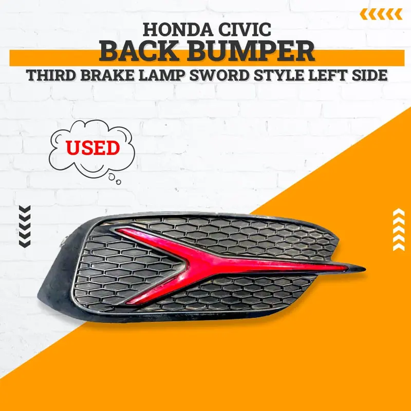 Used Honda Civic Back Bumper Third Brake Lamp Sword Style Left Side 2016 - 2021 1