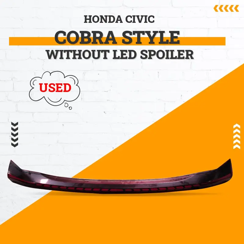 Used Honda Civic Cobra Style Without Led Spoiler 2016 - 2021 1