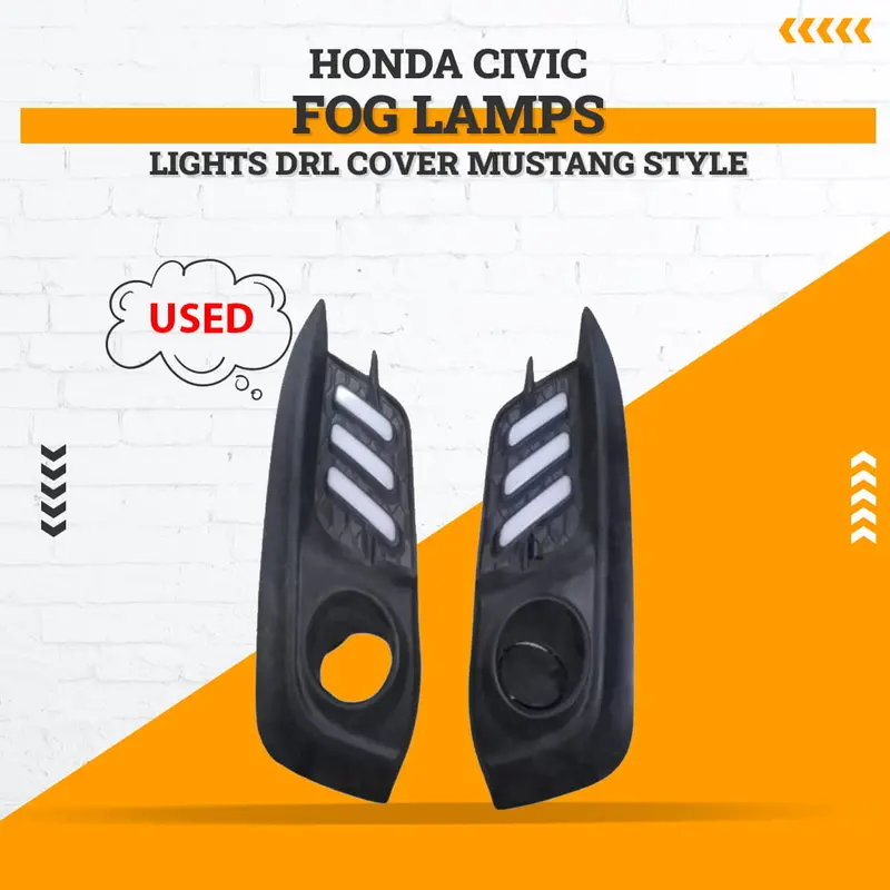 Used Honda Civic Fog Lamps Lights Drl Cover Mustang Style - (Without Wiring) - Model 2016-2021 1