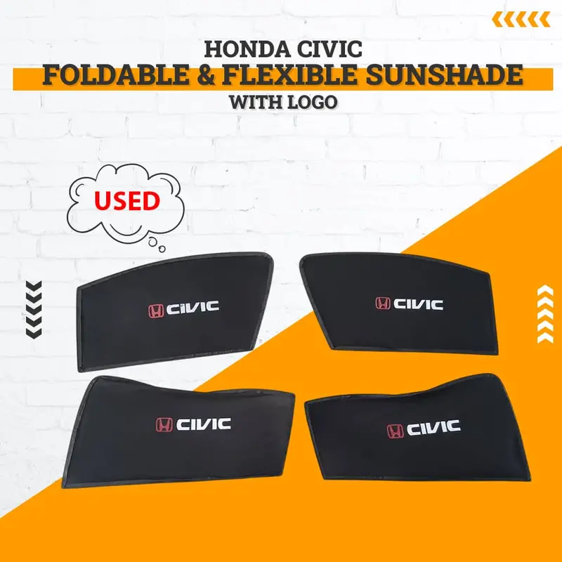 Used Honda Civic Foldable & Flexible Sunshade With Logo 2012 - 2016 - Rough Condition 1