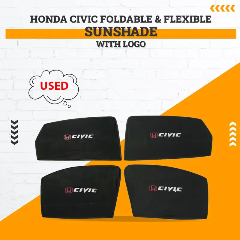 Used Honda Civic Foldable & Flexible Sunshade With Logo 2022 - 2025 - (Rough Condition) 1