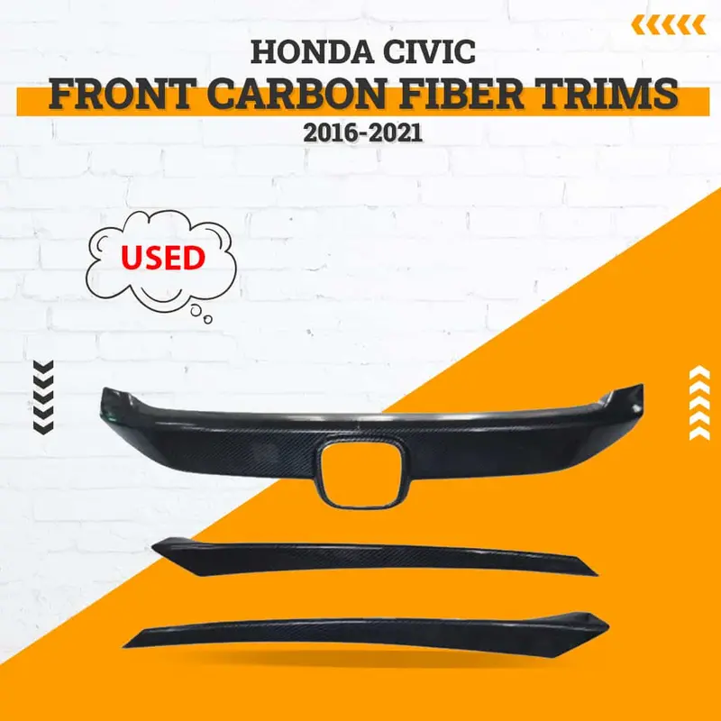 Used Honda Civic Front Carbon Fiber Trims (100302764) 2016 - 2021 - Corners Damage 1