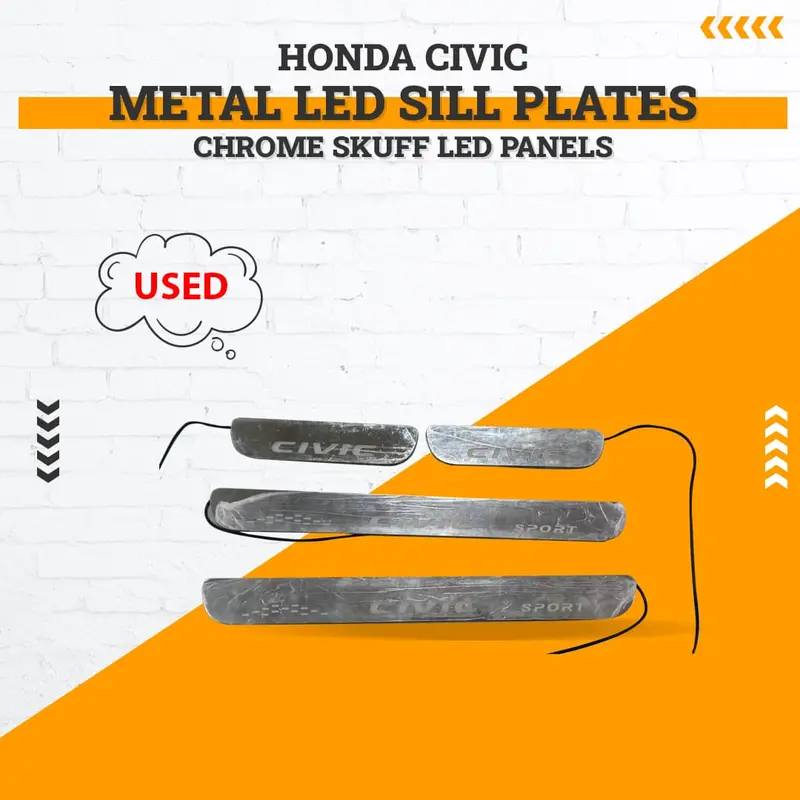 Used Honda Civic Metal Led Sill Plates Chrome  Skuff - Led Panels - Model 2016-2020 1