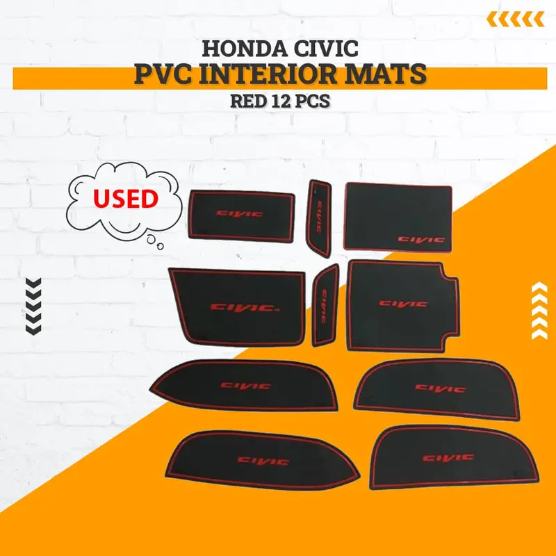 Used Honda Civic Pvc Interior Mats Red 12 Pcs (Incomplete) 2012 - 2016 1