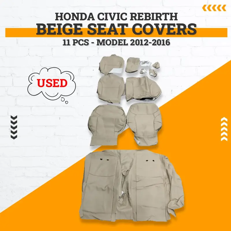Used Honda Civic Rebirth Beige Seat Covers 11 Pcs  2012 - 2016 1