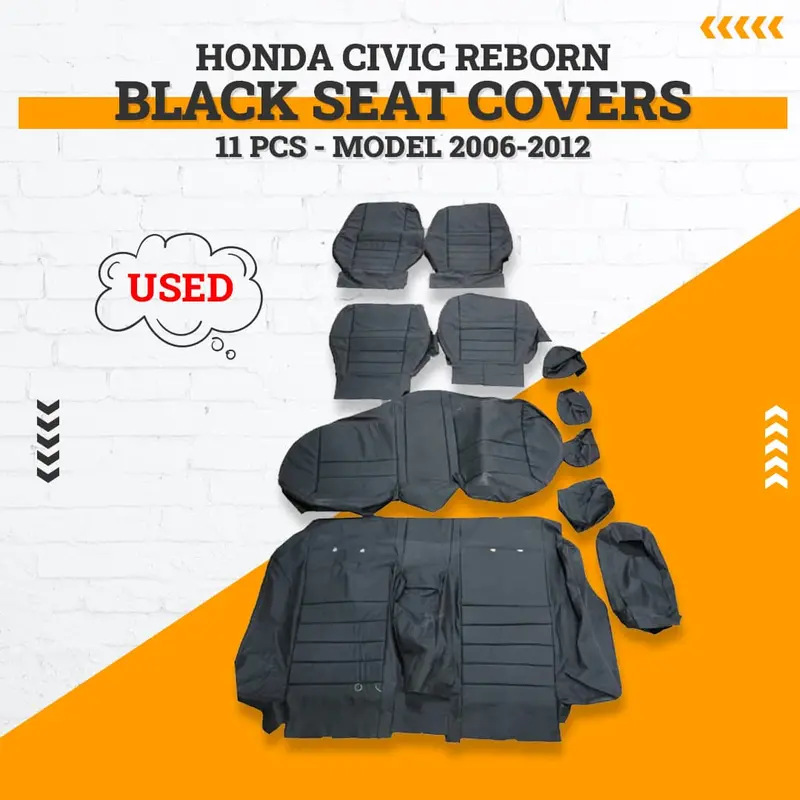 Used Honda Civic Reborn Black Seat Covers 11 Pcs  2006 - 2012 1