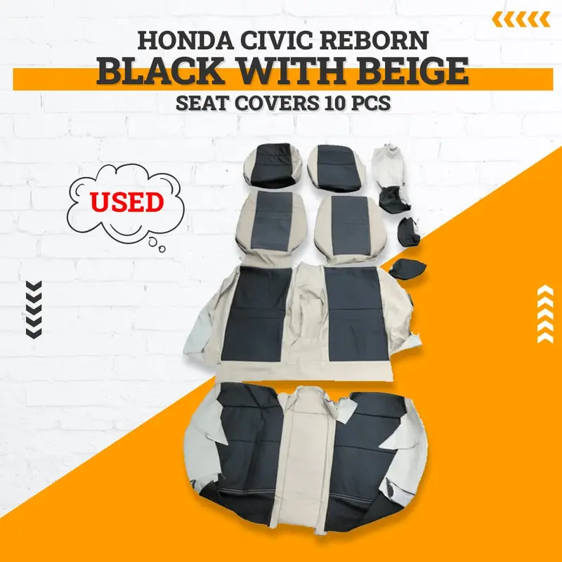 Used Honda Civic Reborn Black With Beige Seat Covers 10 Pcs  2006 - 2012 1