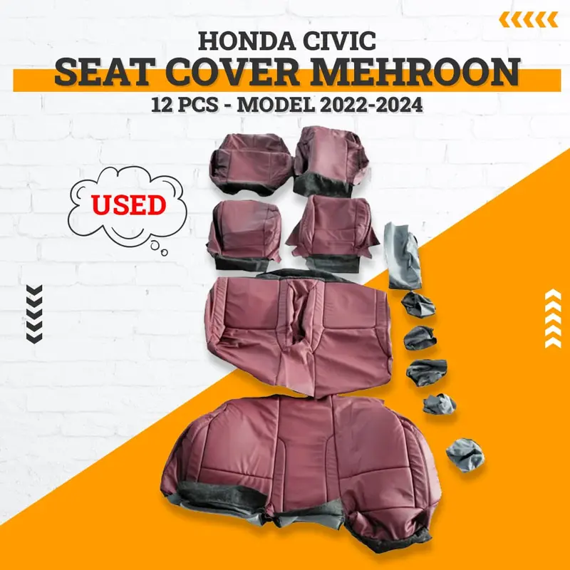 Used Honda Civic Seat Cover Mehroon 12 Pcs 2022 - 2025 1