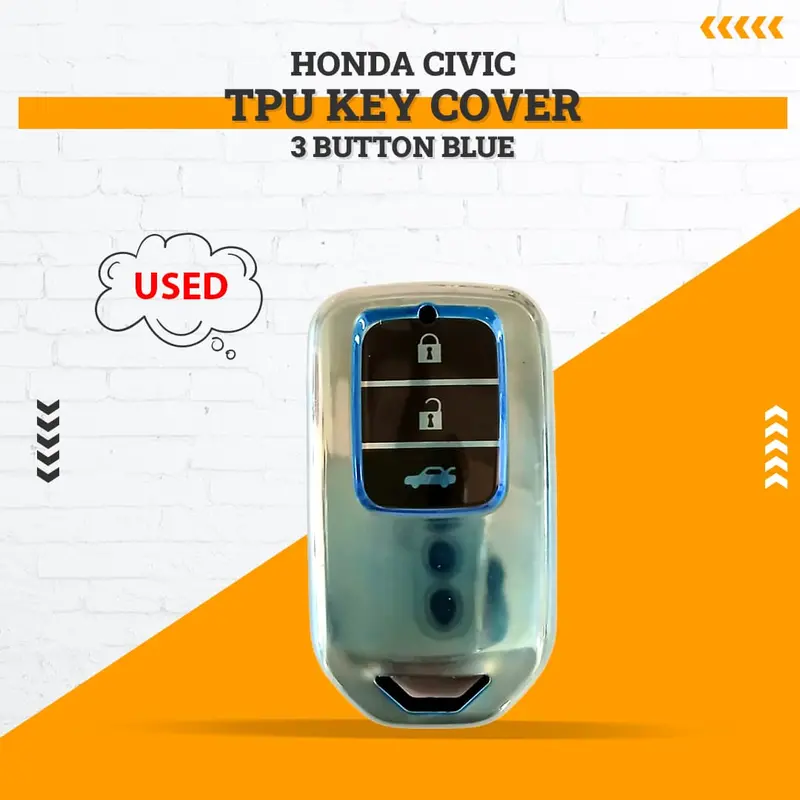 Used Honda Civic Tpu Key Cover 3 Button Blue Color 2016 - 2021 - (Rough Condition) 1