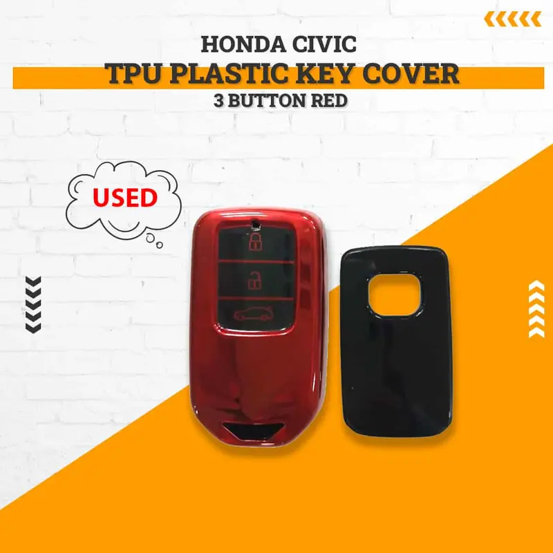 Used Honda Civic Tpu Plastic Key Cover 3 Button Red 2017 - 2021 - Minor Damage 1