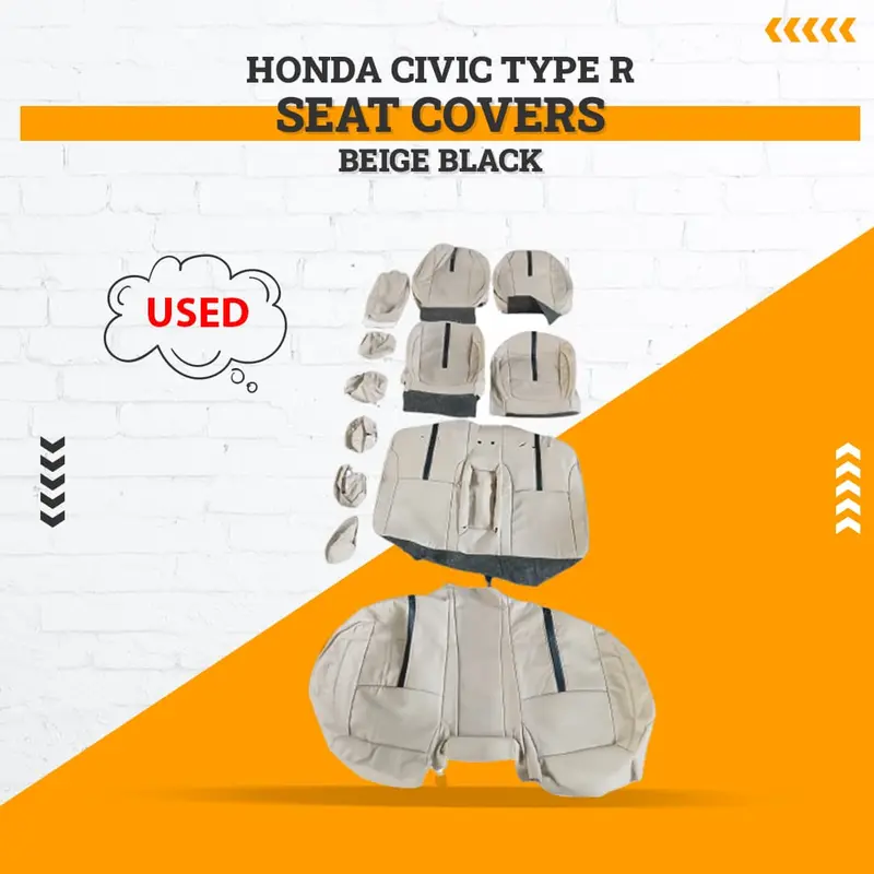Used Honda Civic Type R Beige Black Seat Covers 12 Pcs 2016 - 2021 1