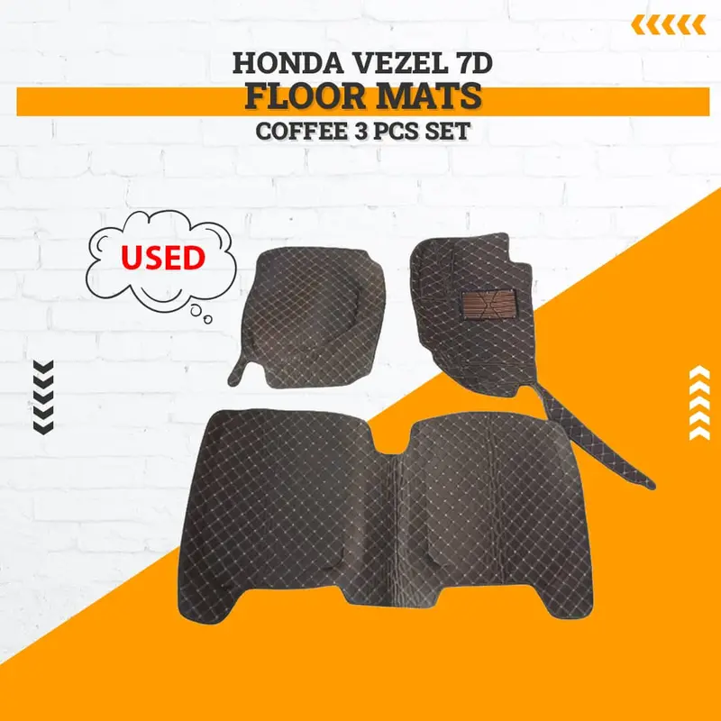 Used Honda Vezel 7D Floor Mats Coffee 3 Pcs Set 2013 - 2025 - Rough Condition 1