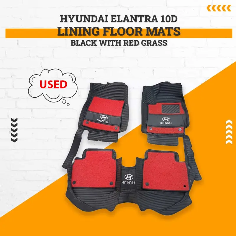 Used Hyundai Elantra 10D Lining Floor Mats Black With Red Grass 2021 - 2024 - Damage 1