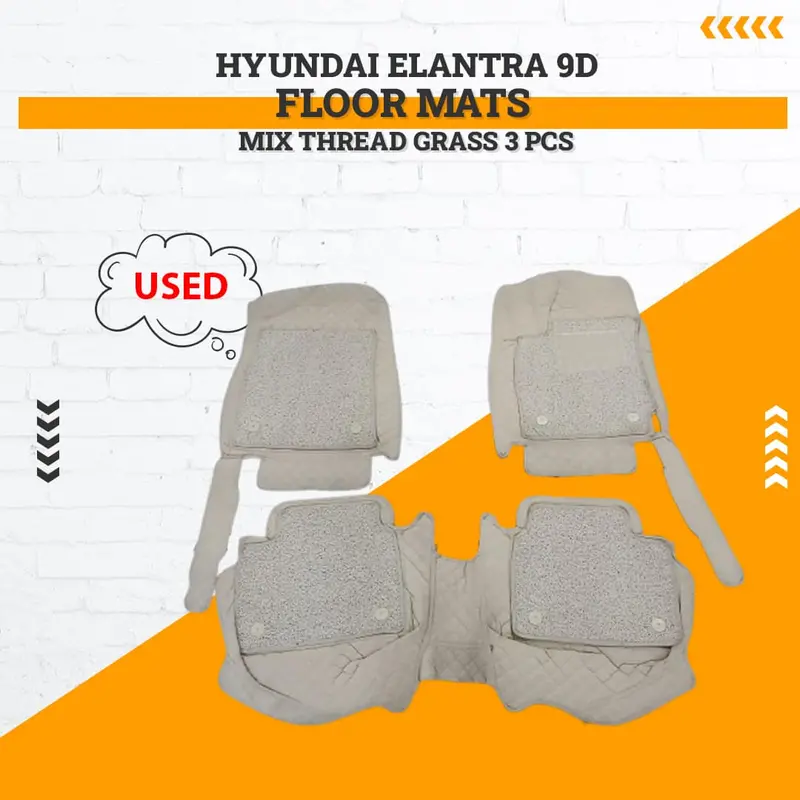 Used Hyundai Elantra 9D Floor Mats Mix Thread Grass 3 Pcs Damage 2021 - 2024 1