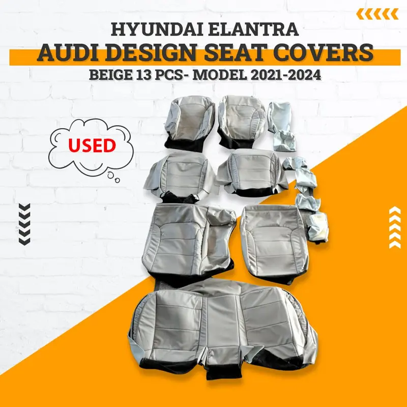 Used Hyundai Elantra Audi Design Seat Covers Beige 13 Pcs 2021 - 2024 1