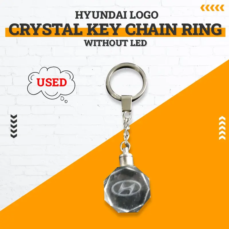 Used Hyundai Logo Without Led Crystal Keychain Ring 1