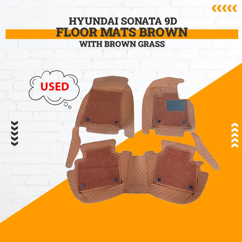 Used Hyundai Sonata 9D Floor Mats Brown With Brown Grass 2021 - 2024 - Mix Thread 3 Pcs Damage 1