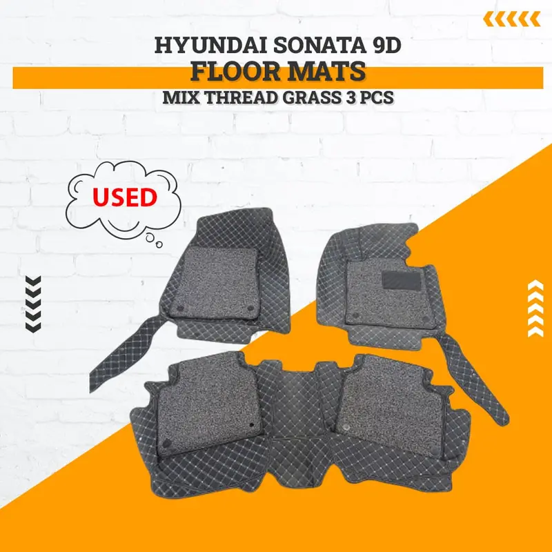 Used Hyundai Sonata 9D Floor Mats Mix Thread Grass 3 Pcs Damage 2021 - 2024 1
