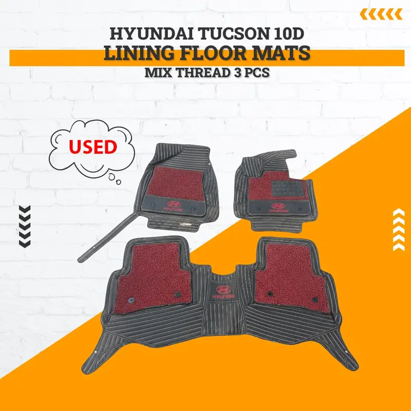 Used Hyundai Tucson 10D Lining Floor Mats Mix Thread 3 Pcs 2020 - 2025 - Damage 1