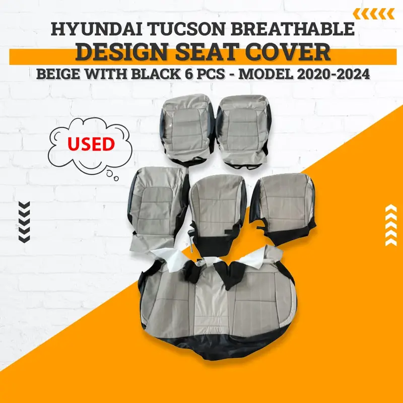 Used Hyundai Tucson Breathable Seat Cover Beige With Black 2020 - 2024 - 6 Pcs 1