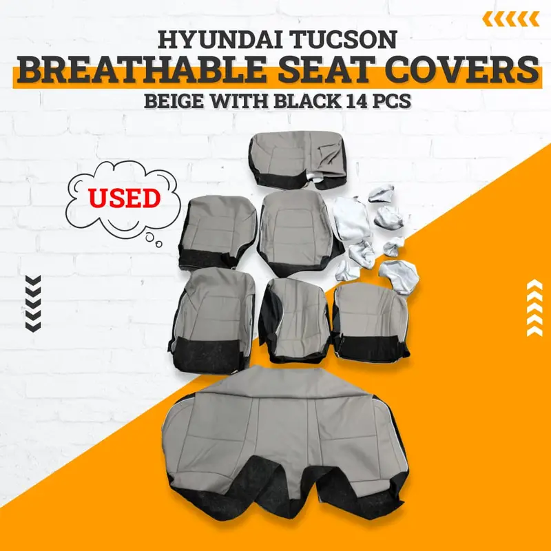 Used Hyundai Tucson Breathable Seat Covers Beige  Black 2020 - 2024 - 14 Pcs 1