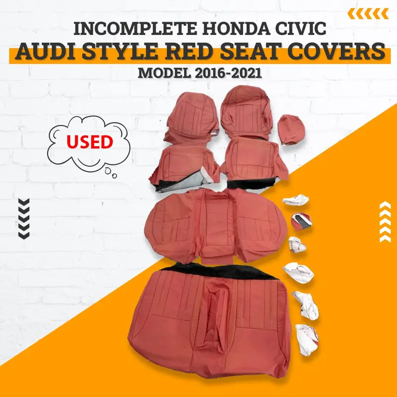 Used Incomplete Honda Civic Audi Style Red Seat Covers 2016 - 2021 1