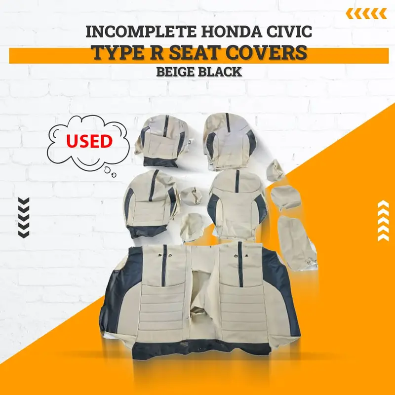 Used Incomplete Honda Civic Type R Beige Black Seat Covers 10 Pcs - 2012-2016 1