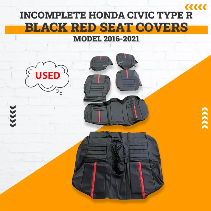 Used Incomplete Honda Civic Type R Black Red Seat Covers 2016 - 2021 1