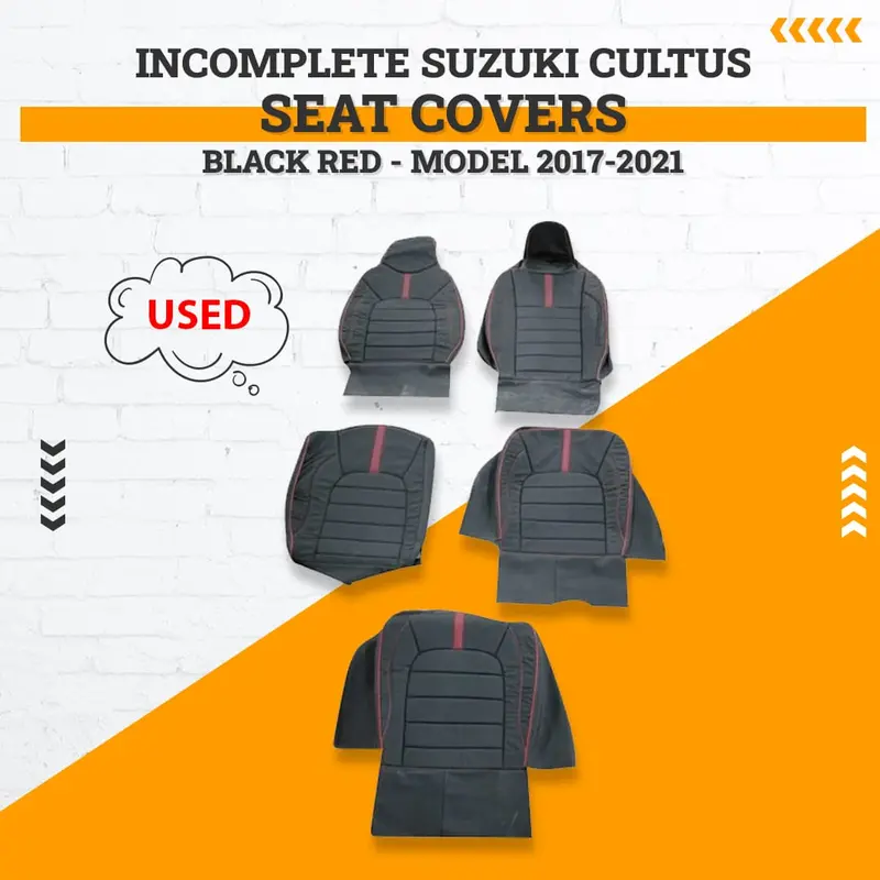 Used Incomplete Suzuki Cultus Type R Black Red Seat Covers 2017 - 2025 1