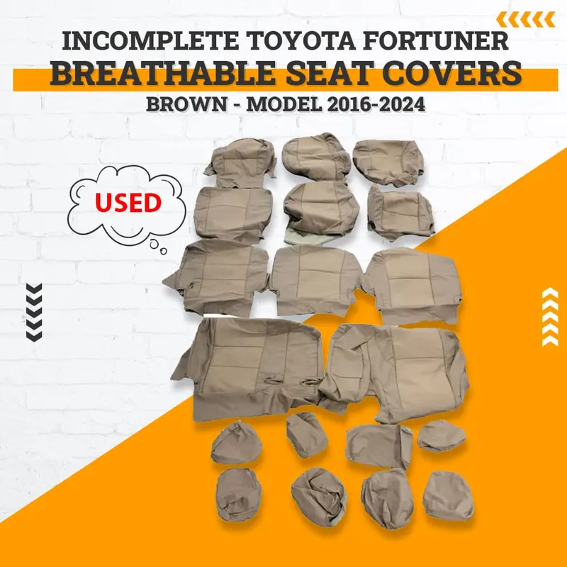 Used Incomplete Toyota Fortuner Breathable Seat Covers Brown 2016 - 2024 1
