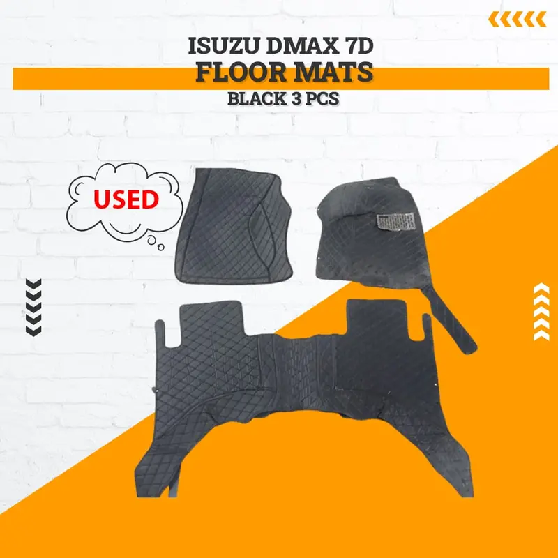 Used Isuzu Dmax 7D Floor Mats Black 3 Pcs 2018 - 2021 - Damage 1