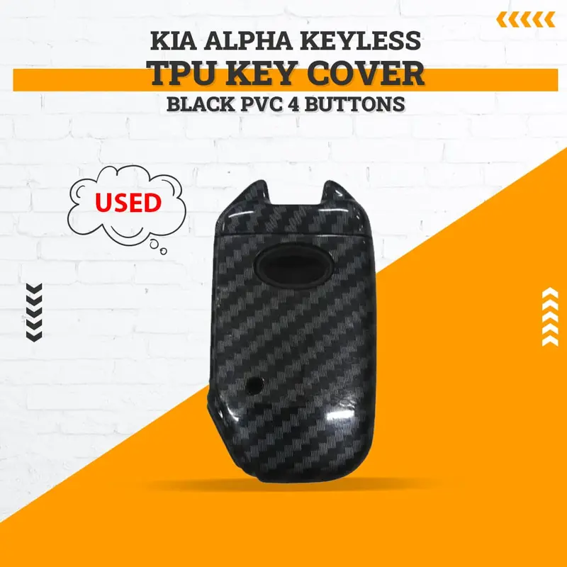 Used Kia Alpha Keyless Tpu Key Cover Black Pvc 4 Buttons 2019 - 2025 - Carbon Fiber - Lock Grip Issue 1