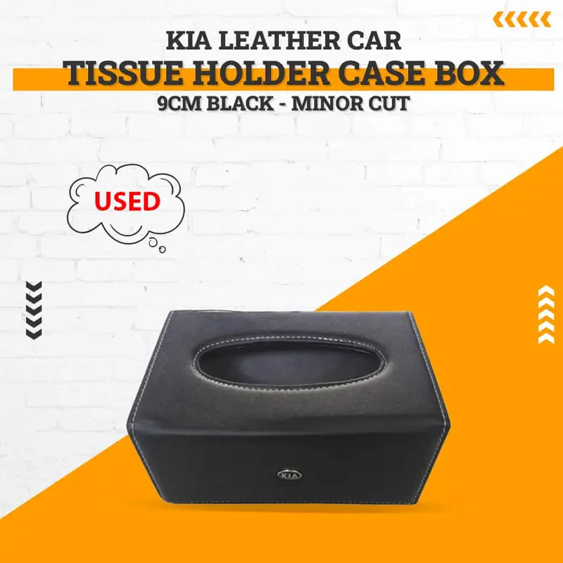 Used Kia Leather Car Tissue Holder Case Box 9Cm Black - - Minor Cut 1