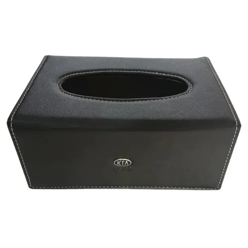 Used Kia Leather Car Tissue Holder Case Box 9Cm Black - - Minor Cut 2