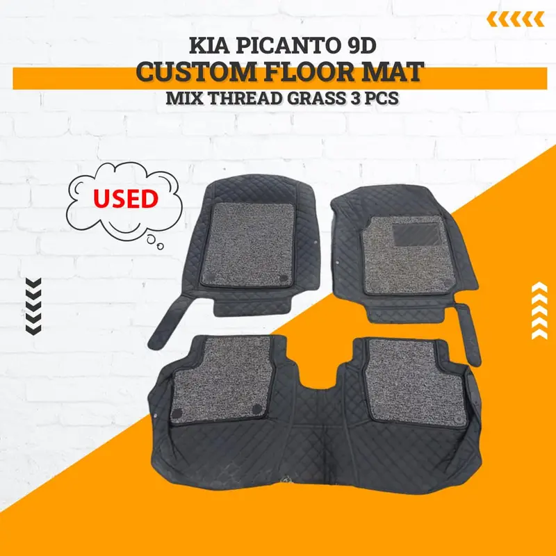 Used Kia Picanto 9D Custom Floor Mat Mix Thread Grass 3 Pcs Damage 2019 - 2025 1