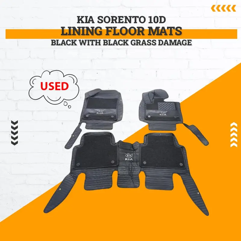 Used Kia Sorento 10D Lining Floor Mats Black With Black Grass Damage 2021 - 2024 1
