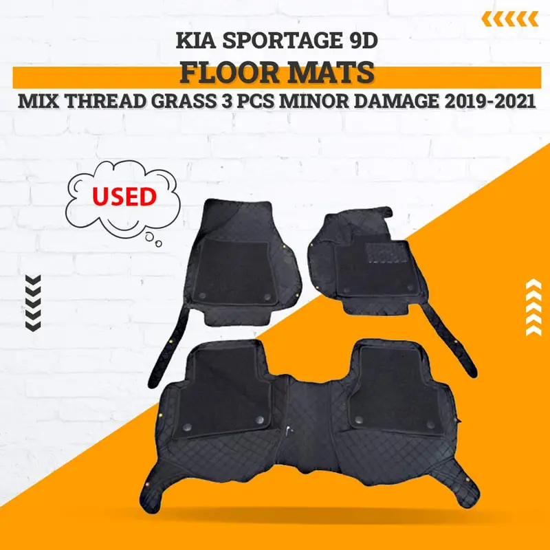 Used Kia Sportage 9D Floor Mats Mix Thread Grass 3 Pcs Minor Damage 2019-2021 1