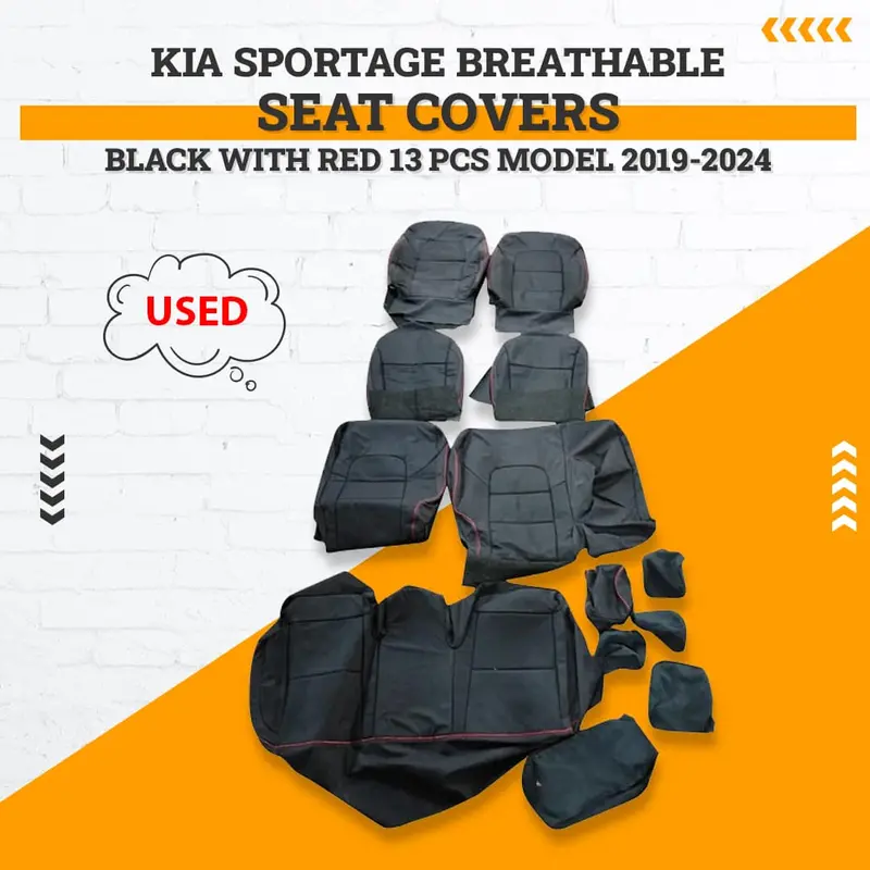 Used Kia Sportage Breathable Seat Cover 2019-2024 - Black With Red 13 Pcs 1