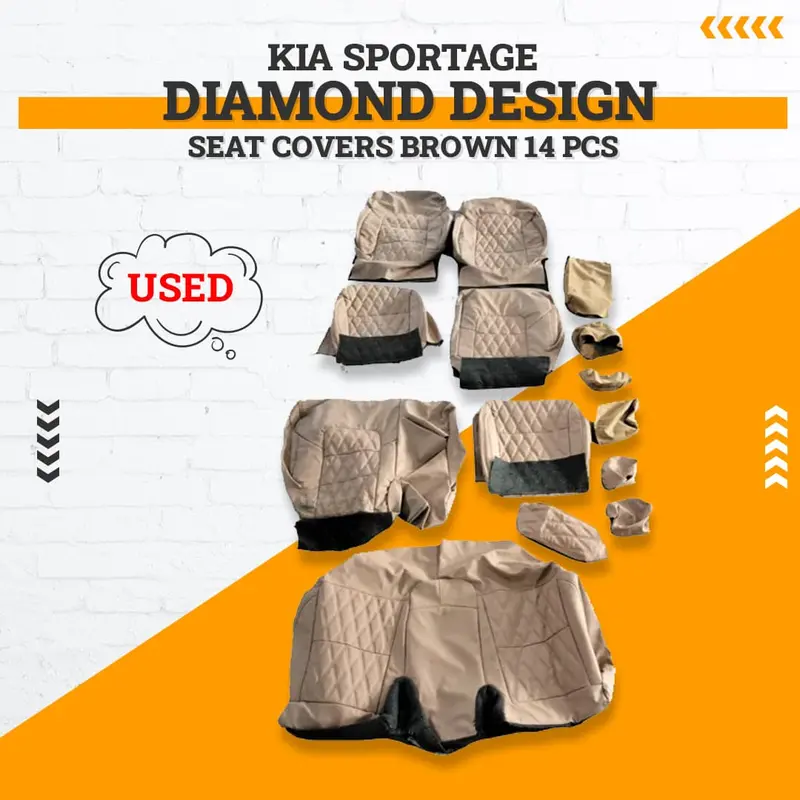 Used Kia Sportage Diamond Design Seat Covers Brown 14 Pcs 2019-2024 1