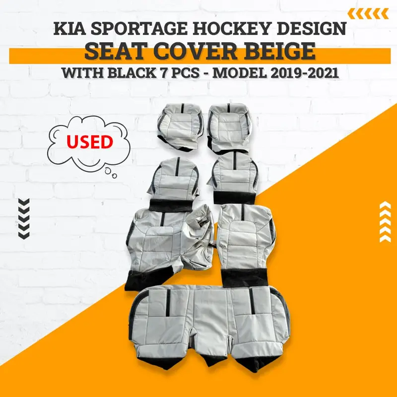Used Kia Sportage Hockey  Seat Cover Beige With Black 7 Pcs 2019-2021 1