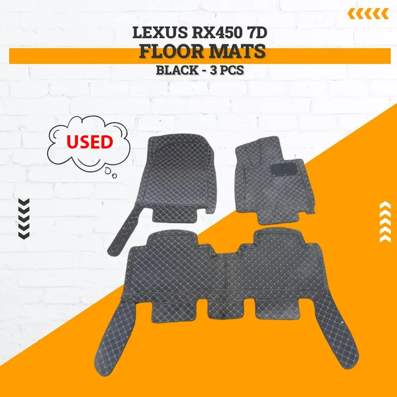 Used Lexus Rx450 7D Floor Mats - Black - 3 Pcs Set Damage 2015 - 2018 1