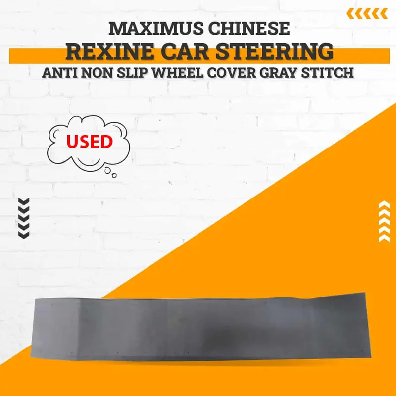 Used Maximus Chinese Rexine Car Steering Anti Non Slip Wheel Cover Gray Stitch  - Rough Condition 1