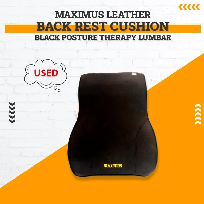 Used Maximus Leather Back Rest Cushion Black Posture Therapy Lumbar 1