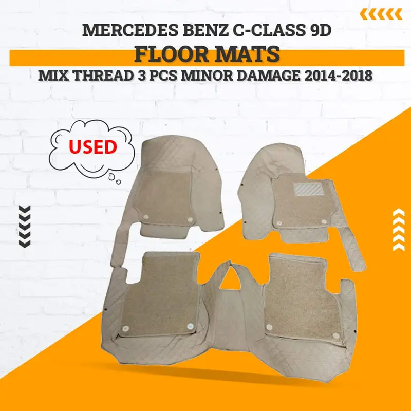 Used Mercedes Benz C-Class 9D Floor Mats Mix Thread 3 Pcs Minor Damage 2018 - 2022 1
