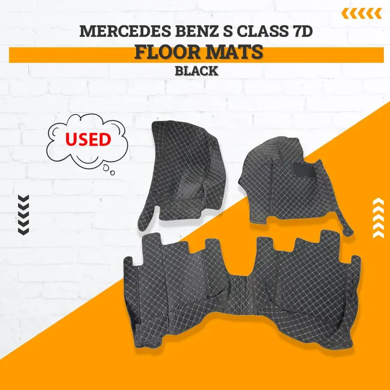 Used Mercedes Benz S Class 7D Floor Mats Black 3 Pcs 2014 - 2018 - Rough Condition 1