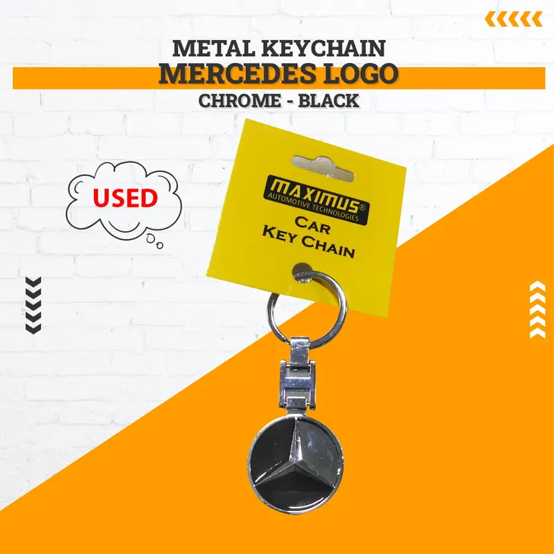 Used Mercedes Logo Metal Keychain Chrome - Black 1