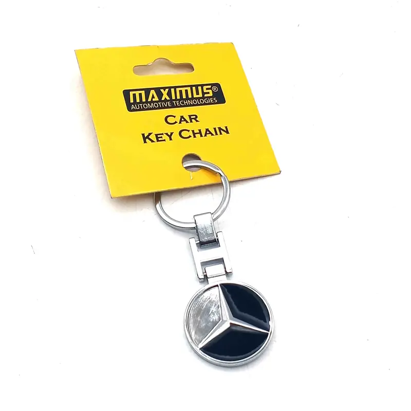 Used Mercedes Logo Metal Keychain Chrome - Black 2